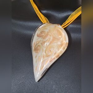 Large white & gold tear drop